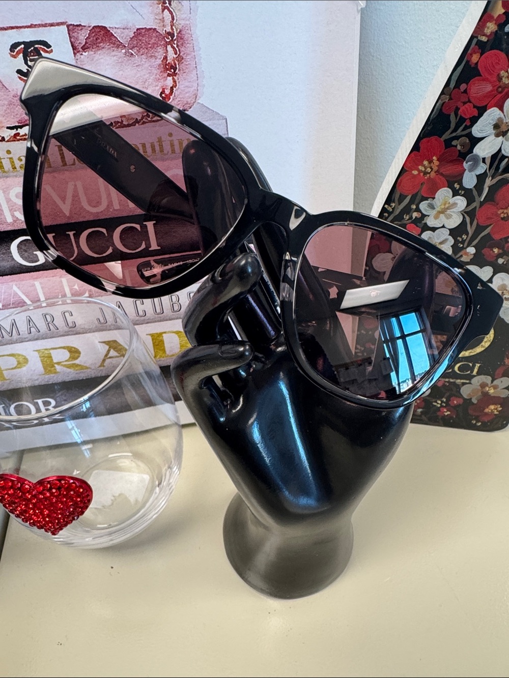 Prada Black Oversized Cat-Eye Sunglasses with Tinted Lenses